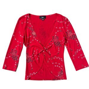 Byline Red Mock Blouse Y2K Grunge Whimsigoth Dark Fairy Sz S